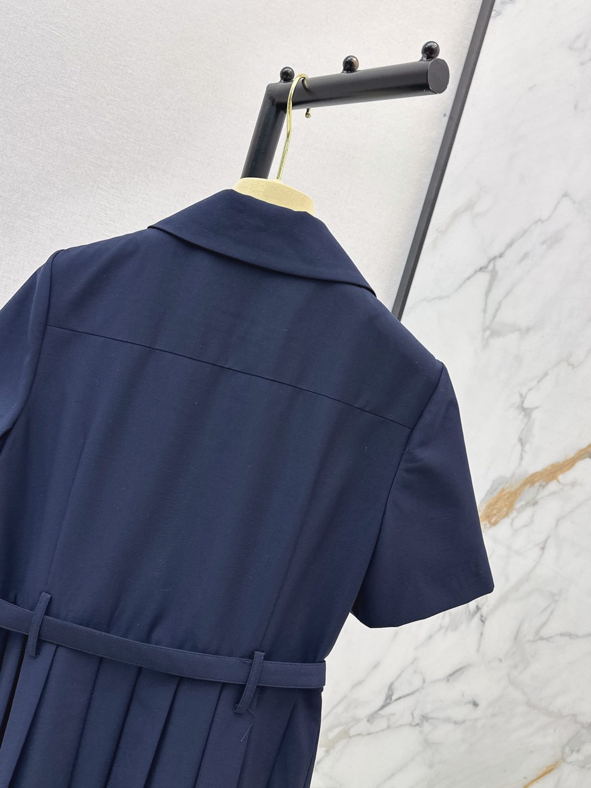 Miu Miu Short-Sleeve Pleated Shirt Dress