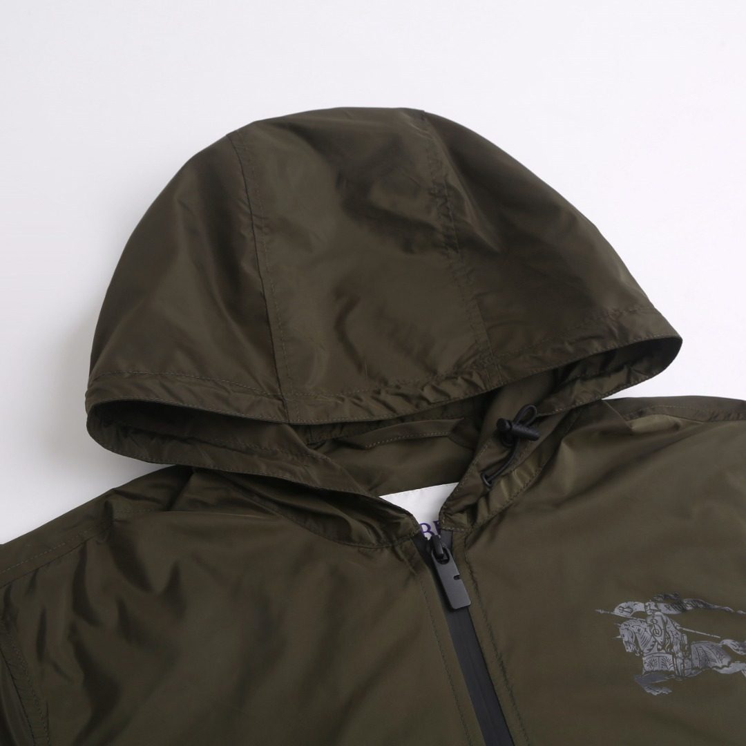 Burberry Equestrian Print Hooded Windbreaker Jacket