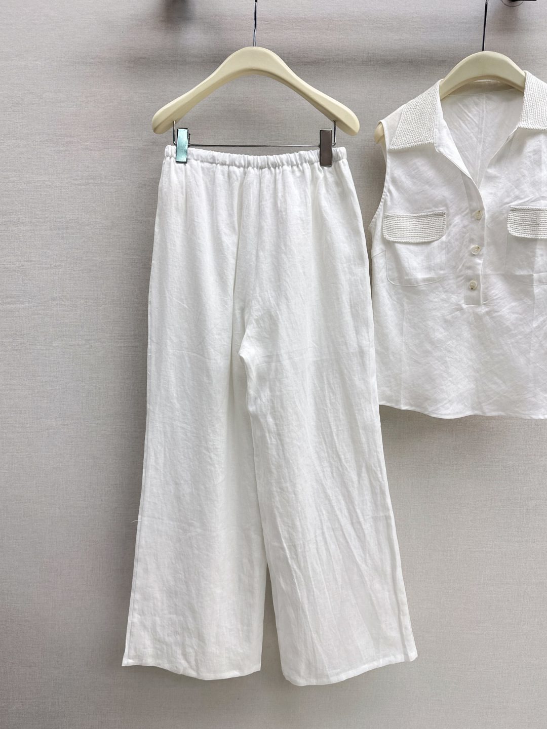 Linen Cargo Vest and Drawstring Pants Set