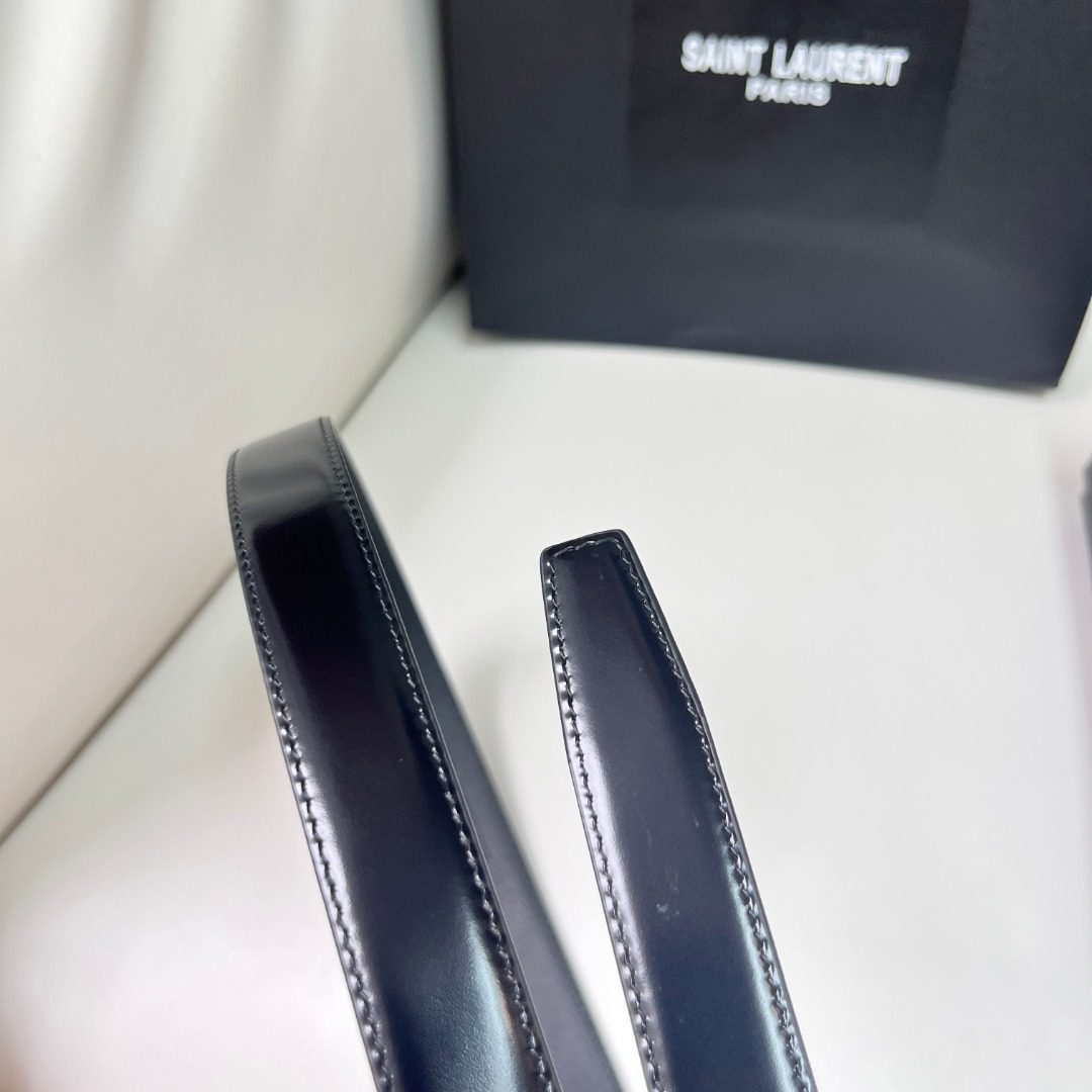 Saint Laurent Paris Black Leather Belt