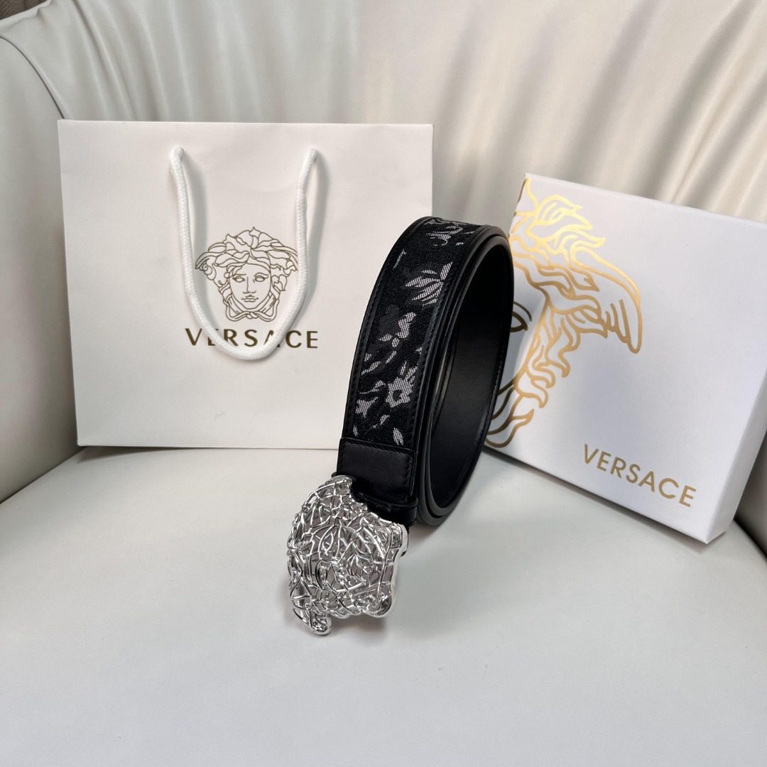 Versace Medusa Black Leather Belt