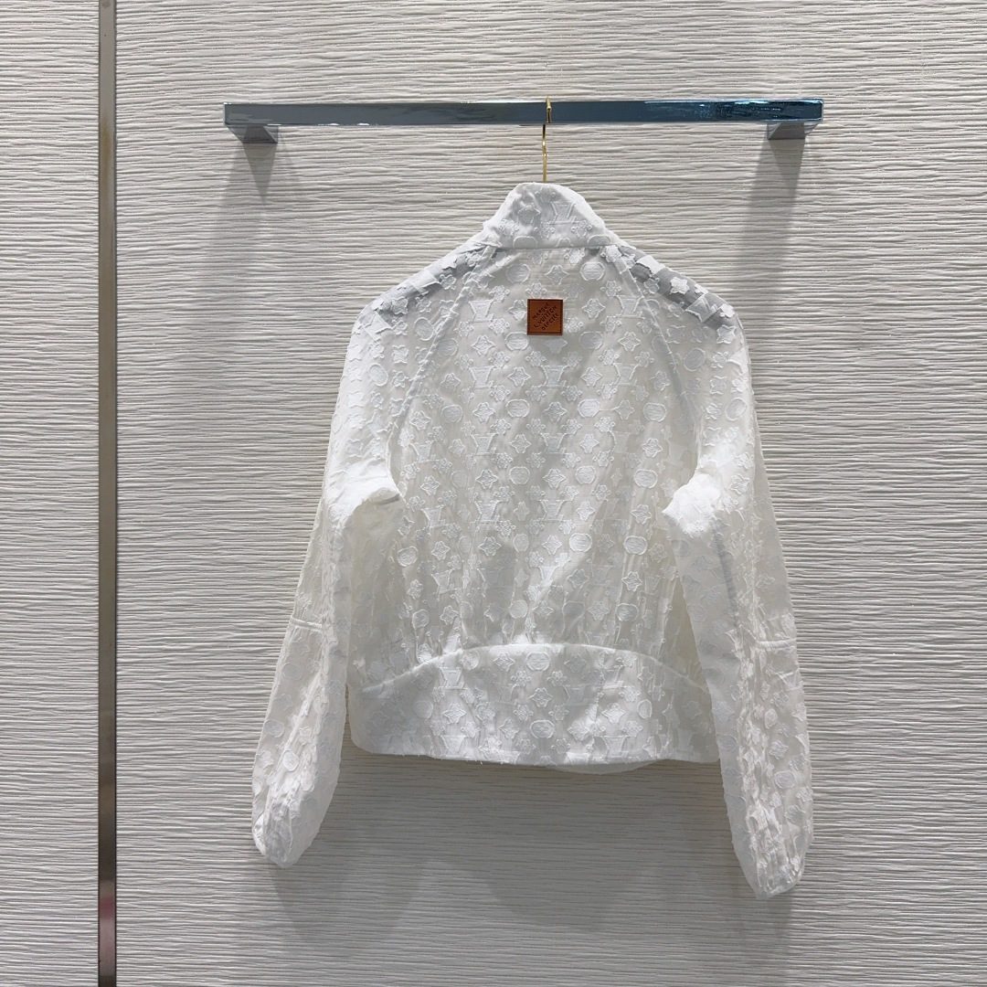 White Embroidered Lace Button-Up Shirt
