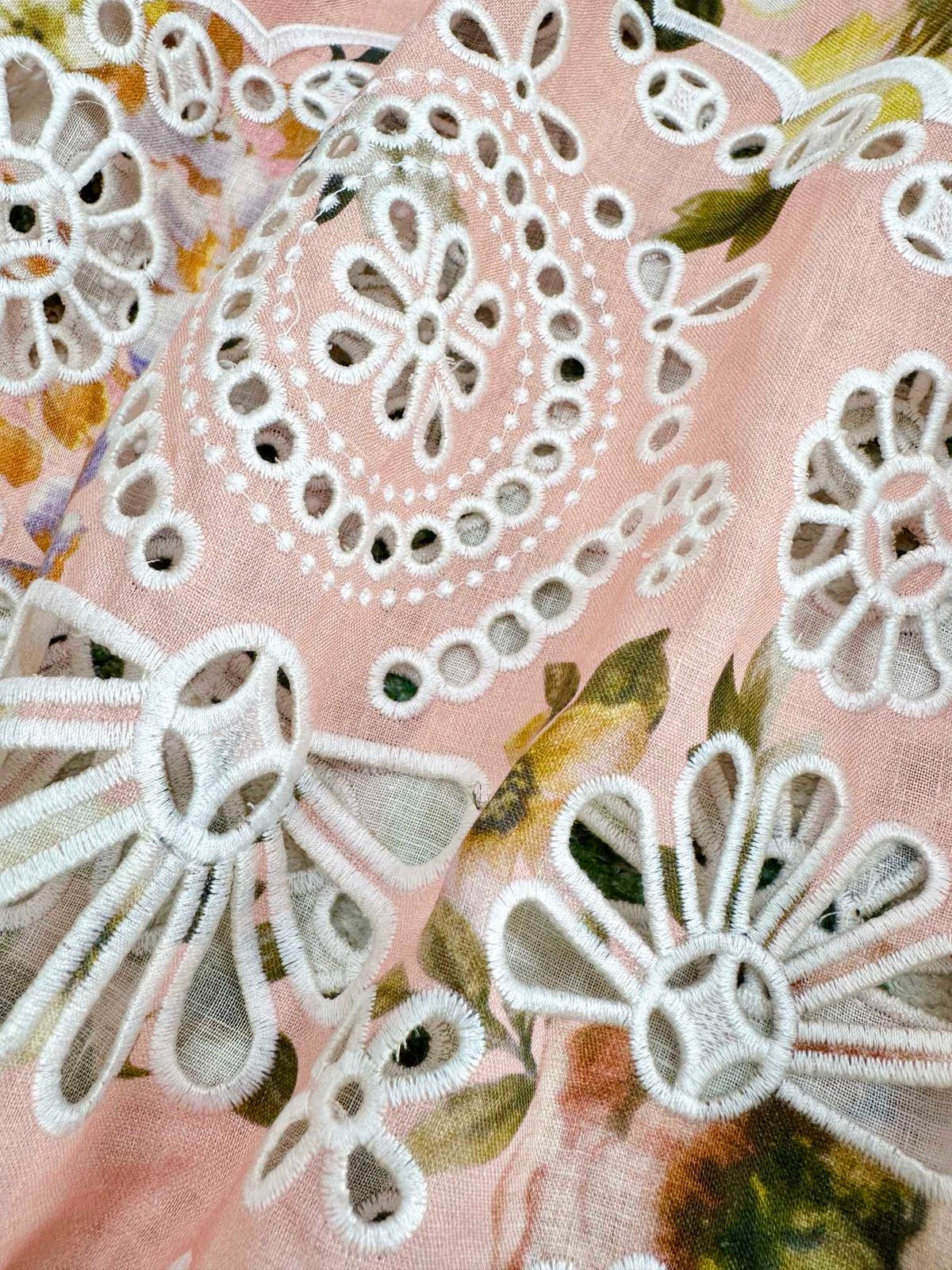 Floral Linen Cape with Lace Embroidery Dress