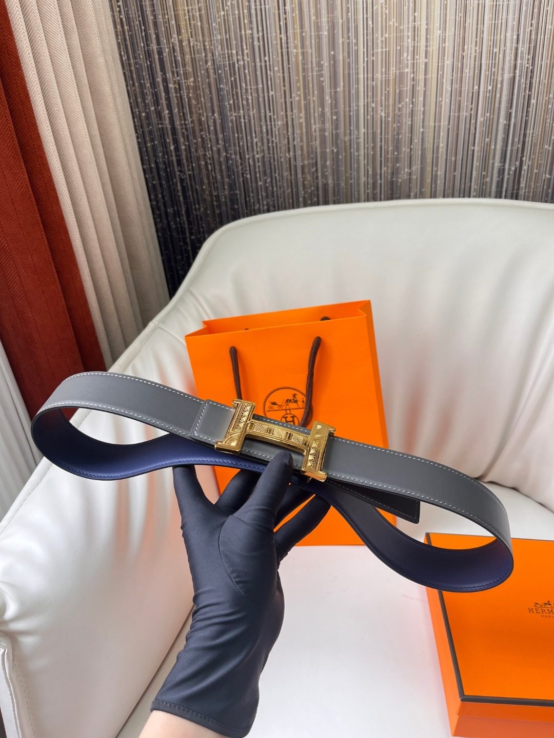 Hermès Reversible Leather H Belt