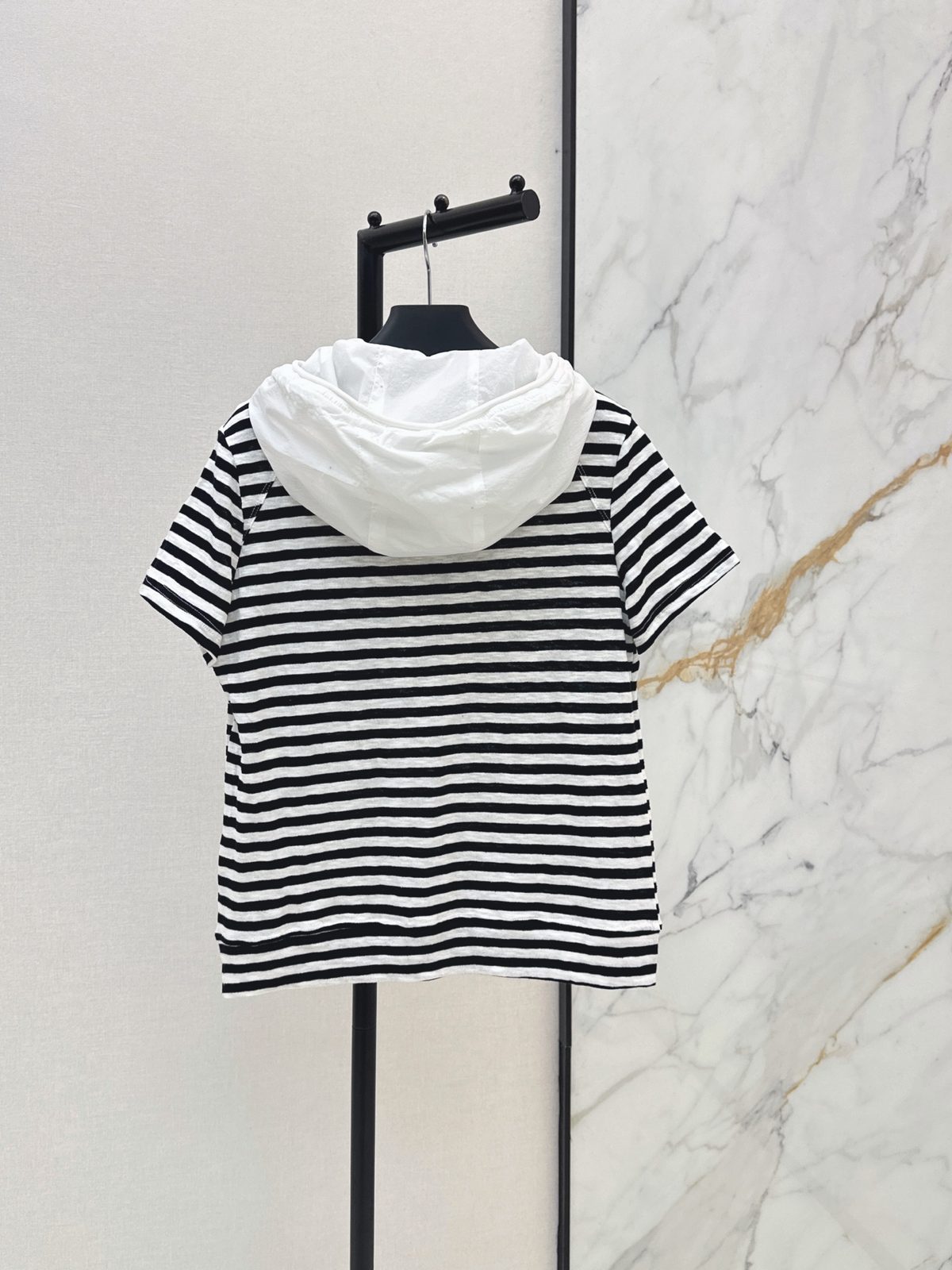 Prada Striped Cotton Hooded T-Shirt