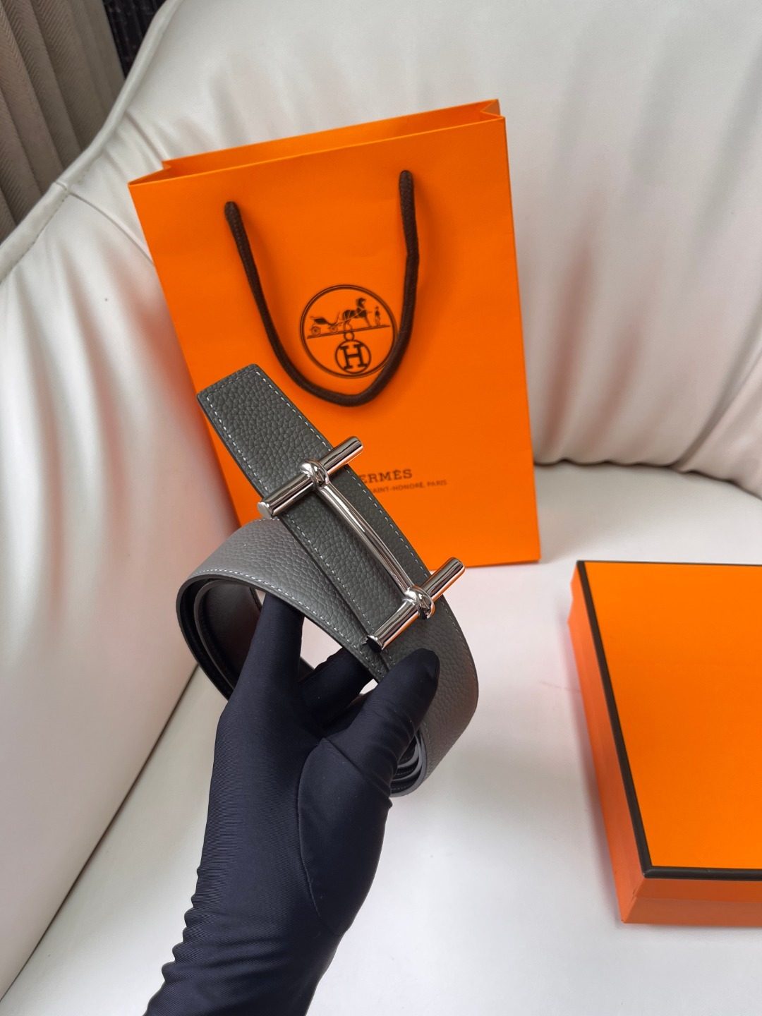 Hermès Reversible Leather Belt with H Buckle