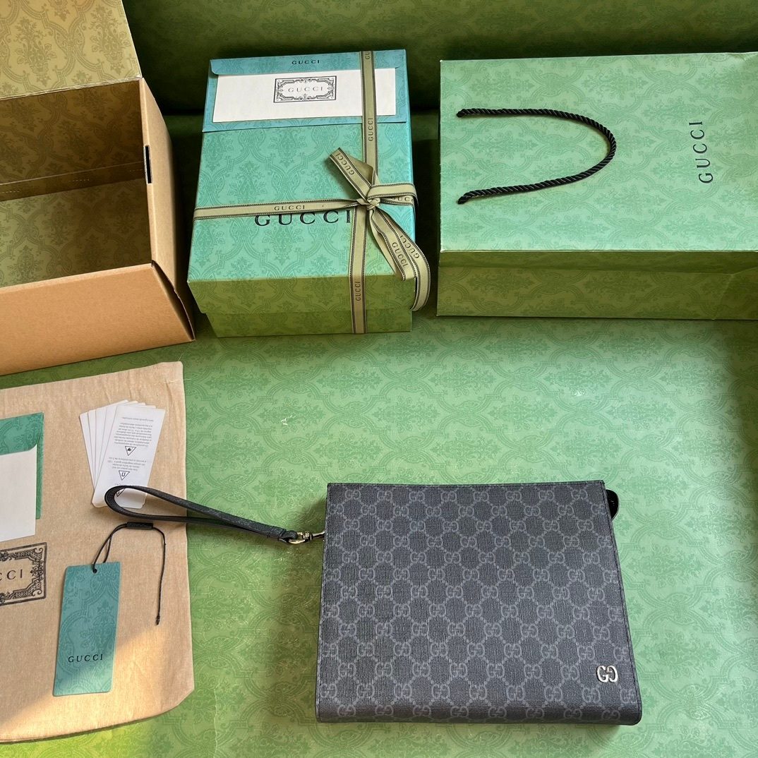 Gucci GG Supreme Canvas Wristlet Clutch