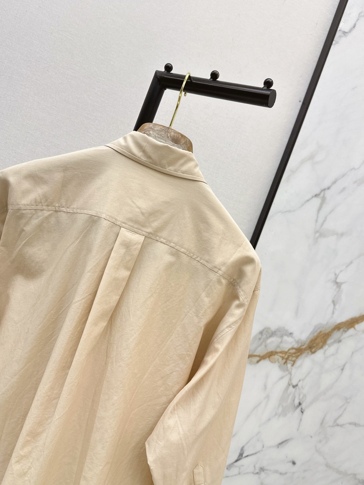 Luxury Beaded Button-Up Shirt Cream