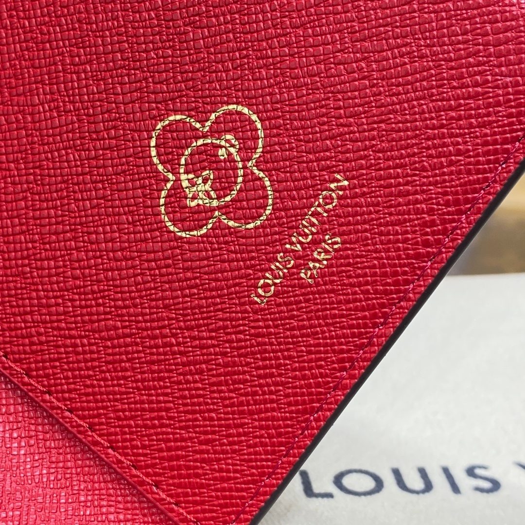 Louis Vuitton Red Textured Leather Passport Cover