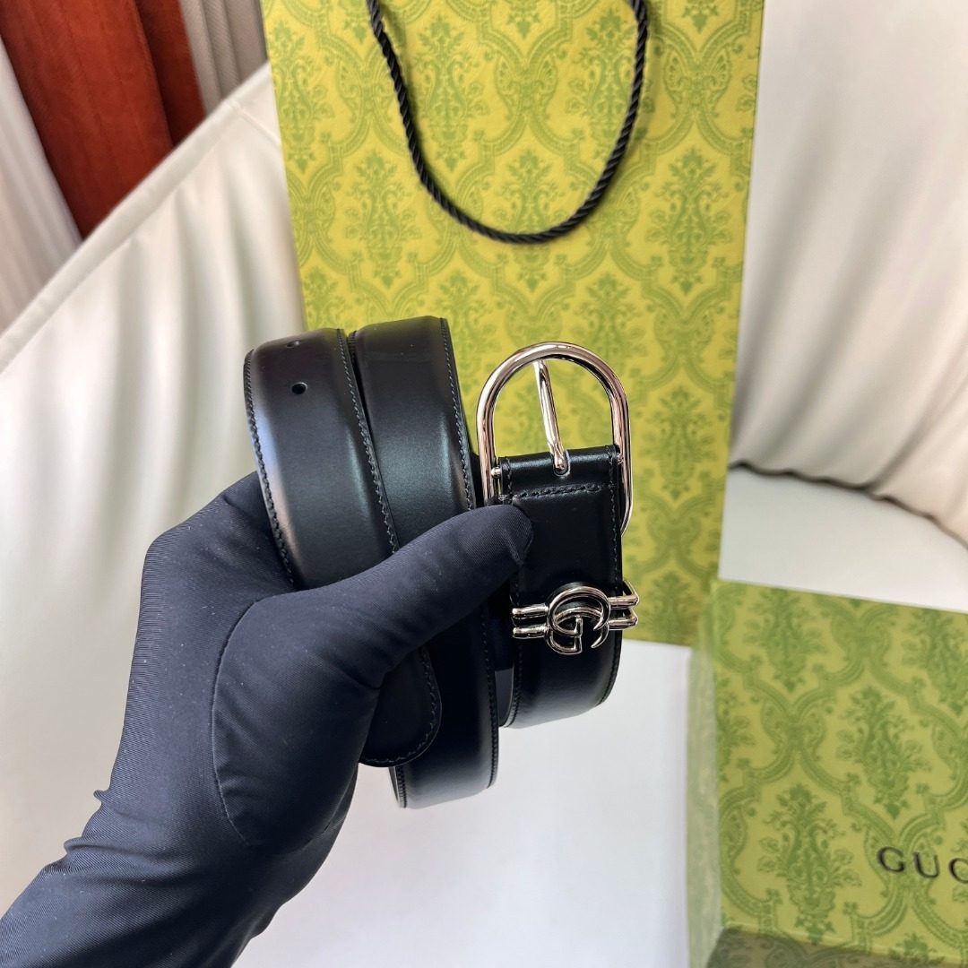 Gucci GG Marmont Black Leather Belt