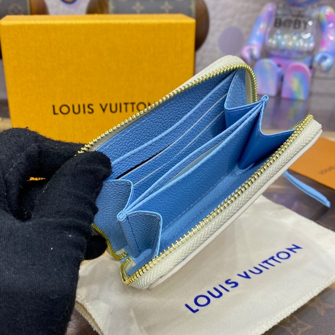 Louis Vuitton Zippy Wallet Blue Leather