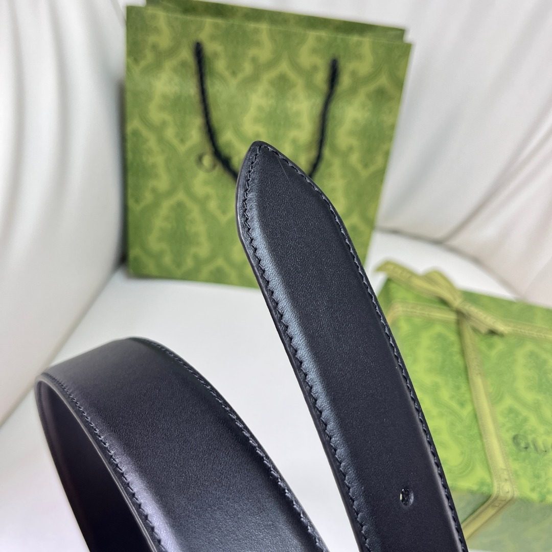 Gucci GG Marmont Black Leather Belt