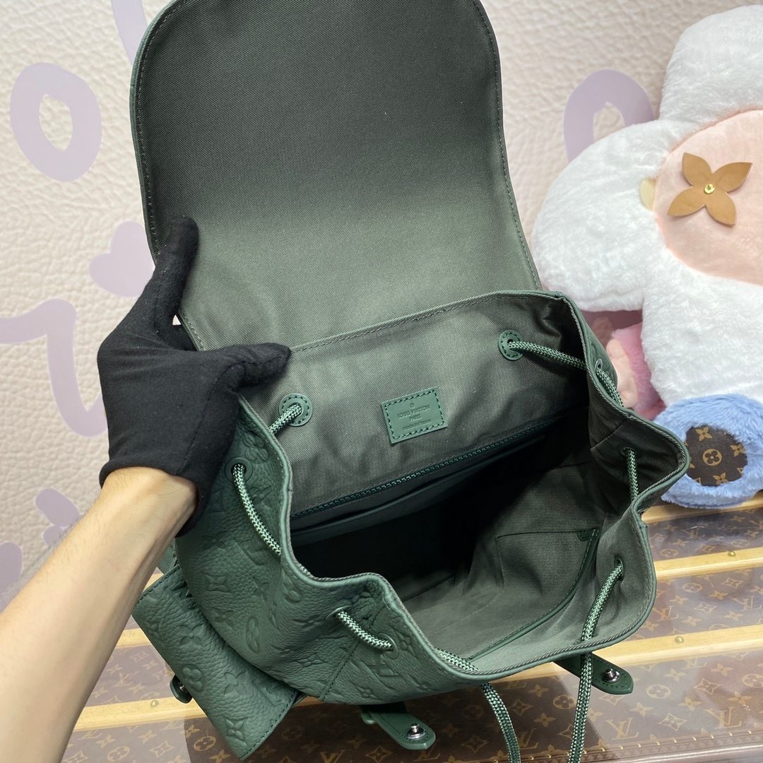 Louis Vuitton Green Leather Bucket Bag