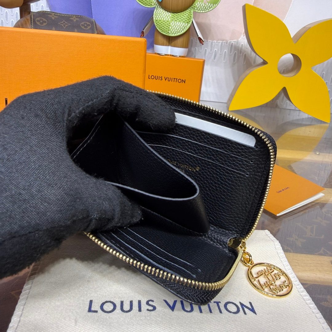 Louis Vuitton Zippy Wallet Black Leather