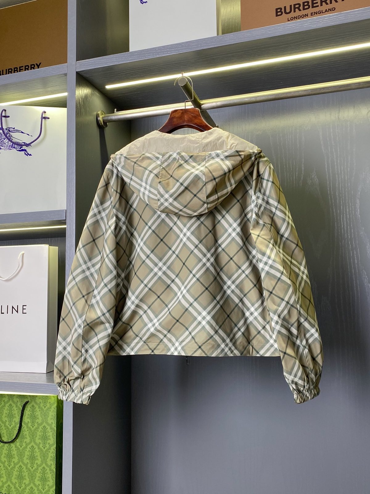 Burberry Check Hooded Windbreaker Jacket