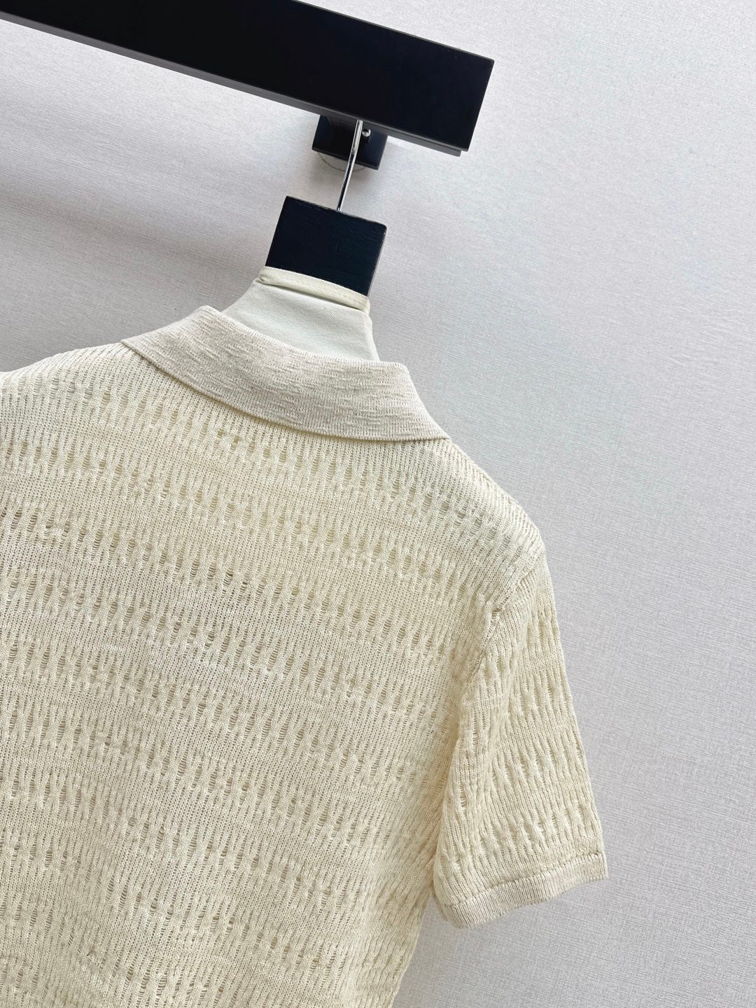 Textured Knit Polo Shirt with Collar