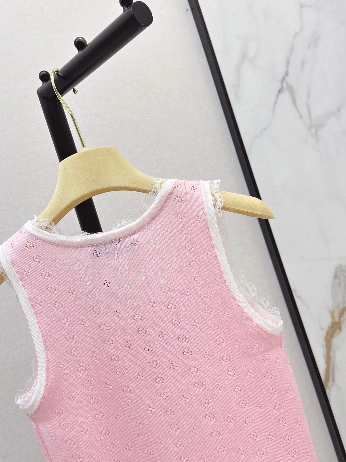 Miu Miu Eyelet Knit Tank Top Pink