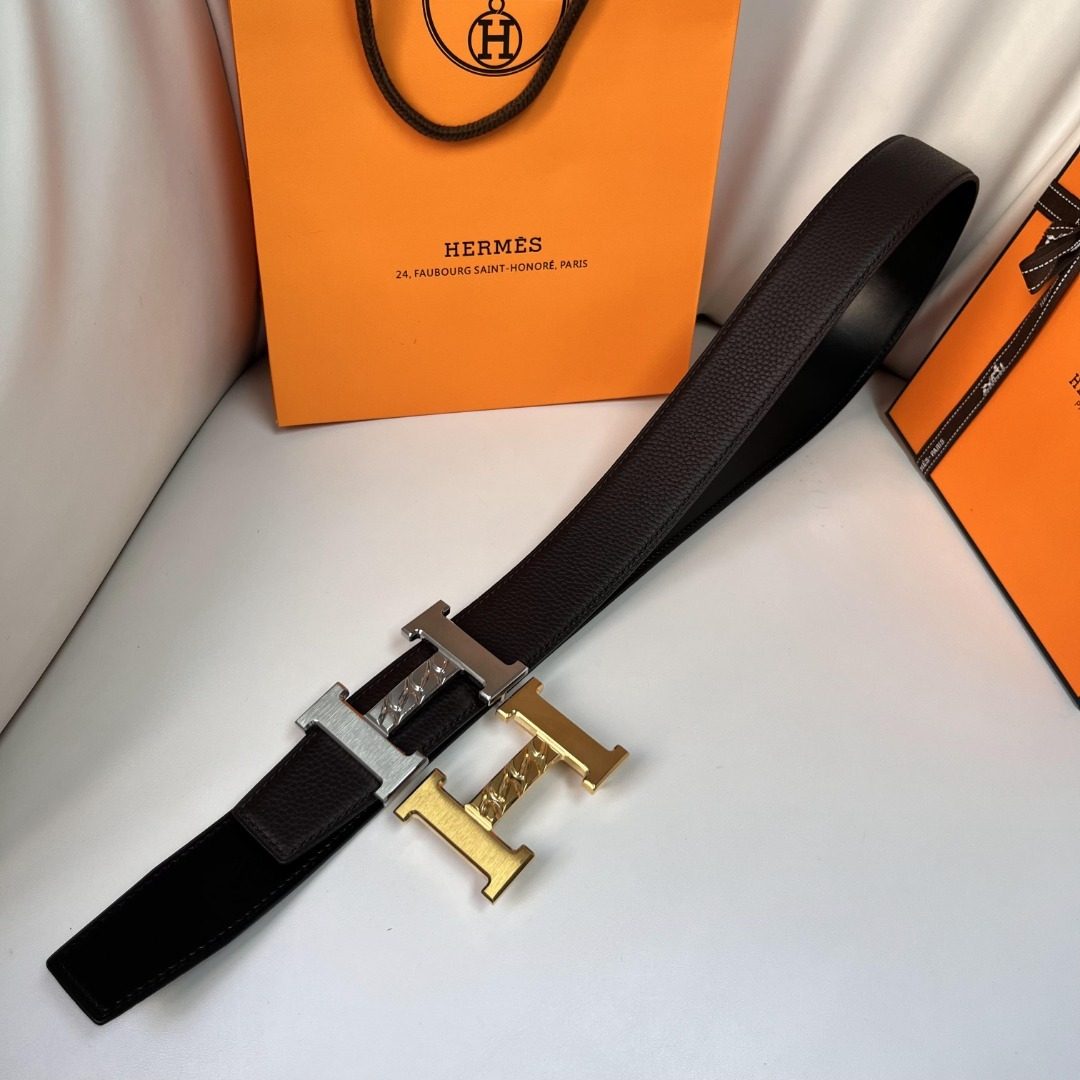 Hermès H Buckle Black Leather Belt