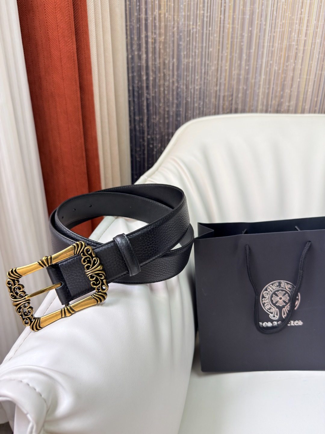 Chrome Hearts Ornamental Buckle Leather Belt