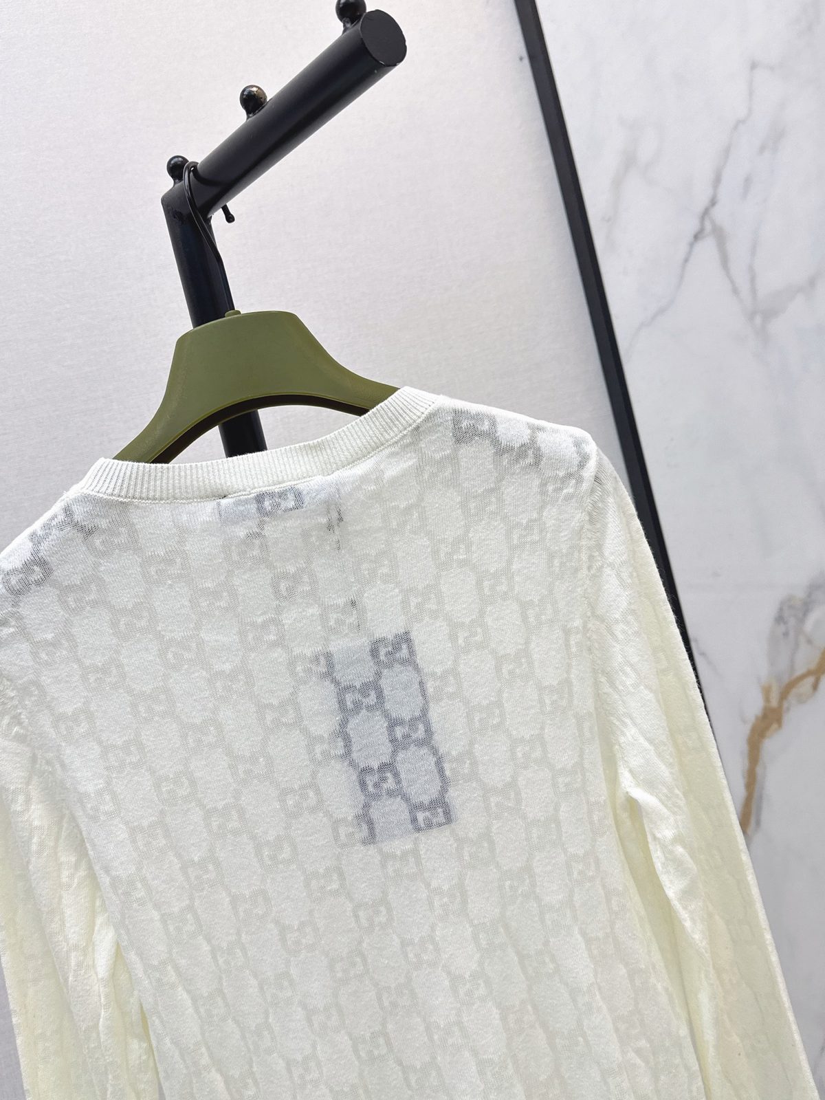 Gucci GG Monogram Cream Knit Sweater