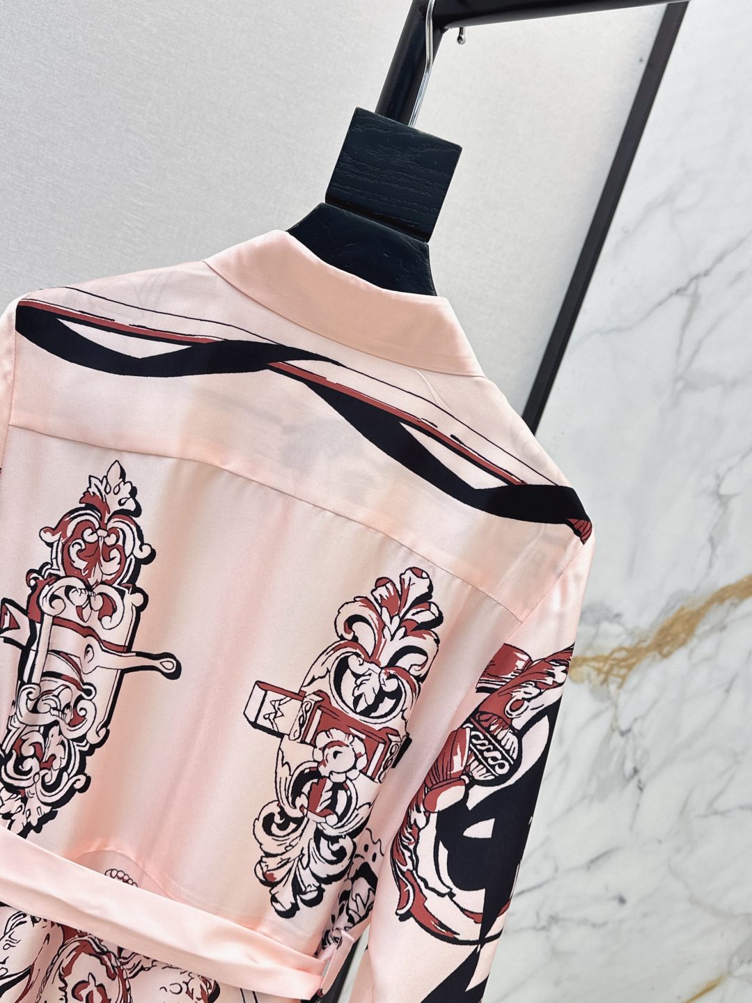 Printed Silk Shirt Dress with Belt