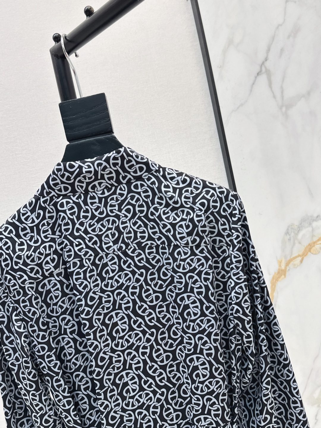 Monogram Print Long Sleeve Shirt Dress