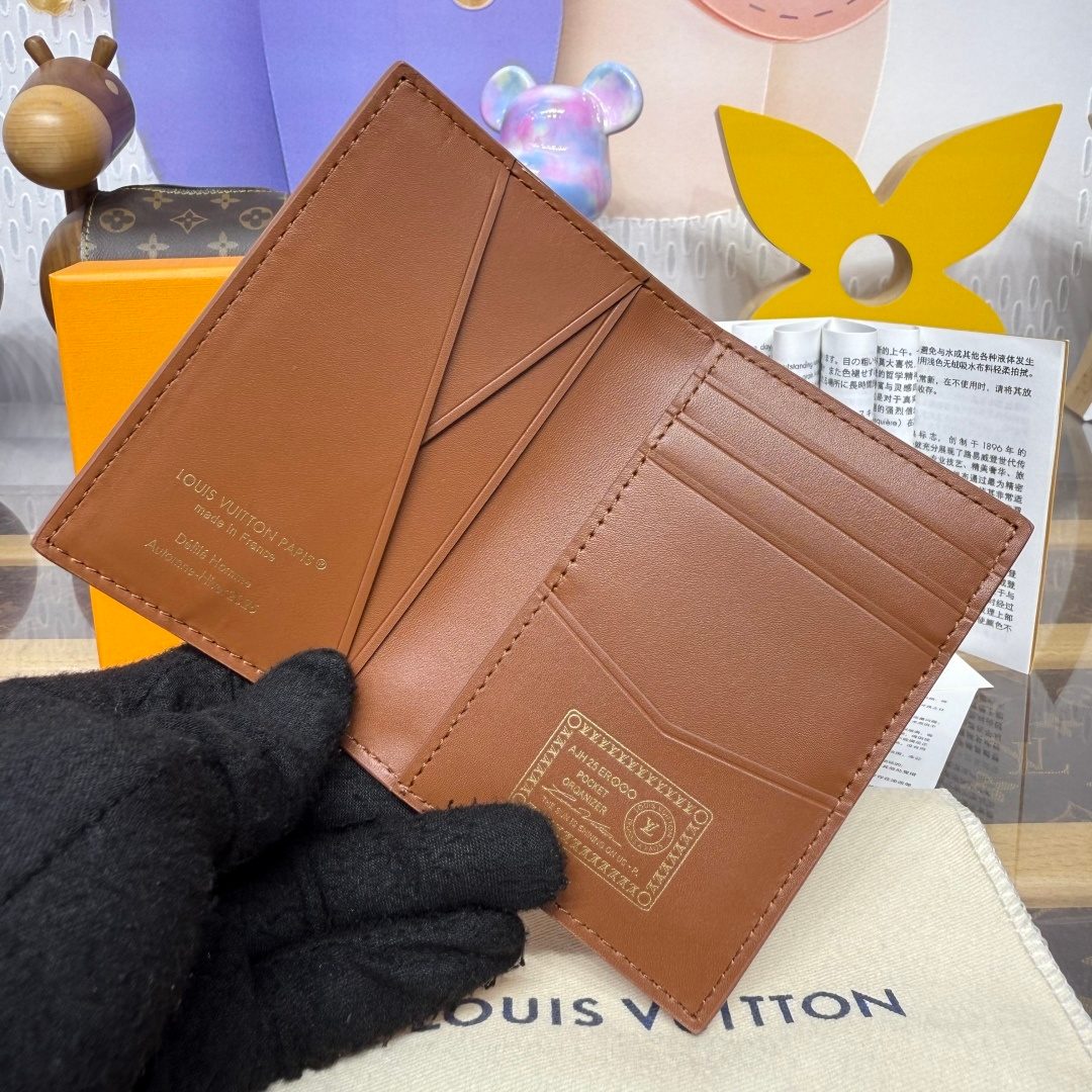 Louis Vuitton Caramel Leather Pocket Organizer Wallet
