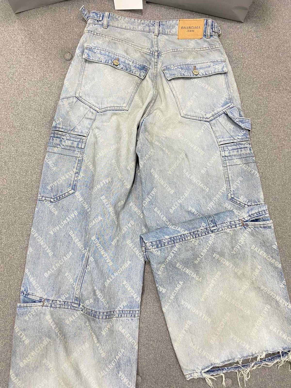 Balenciaga Light Wash Denim Cargo Jeans