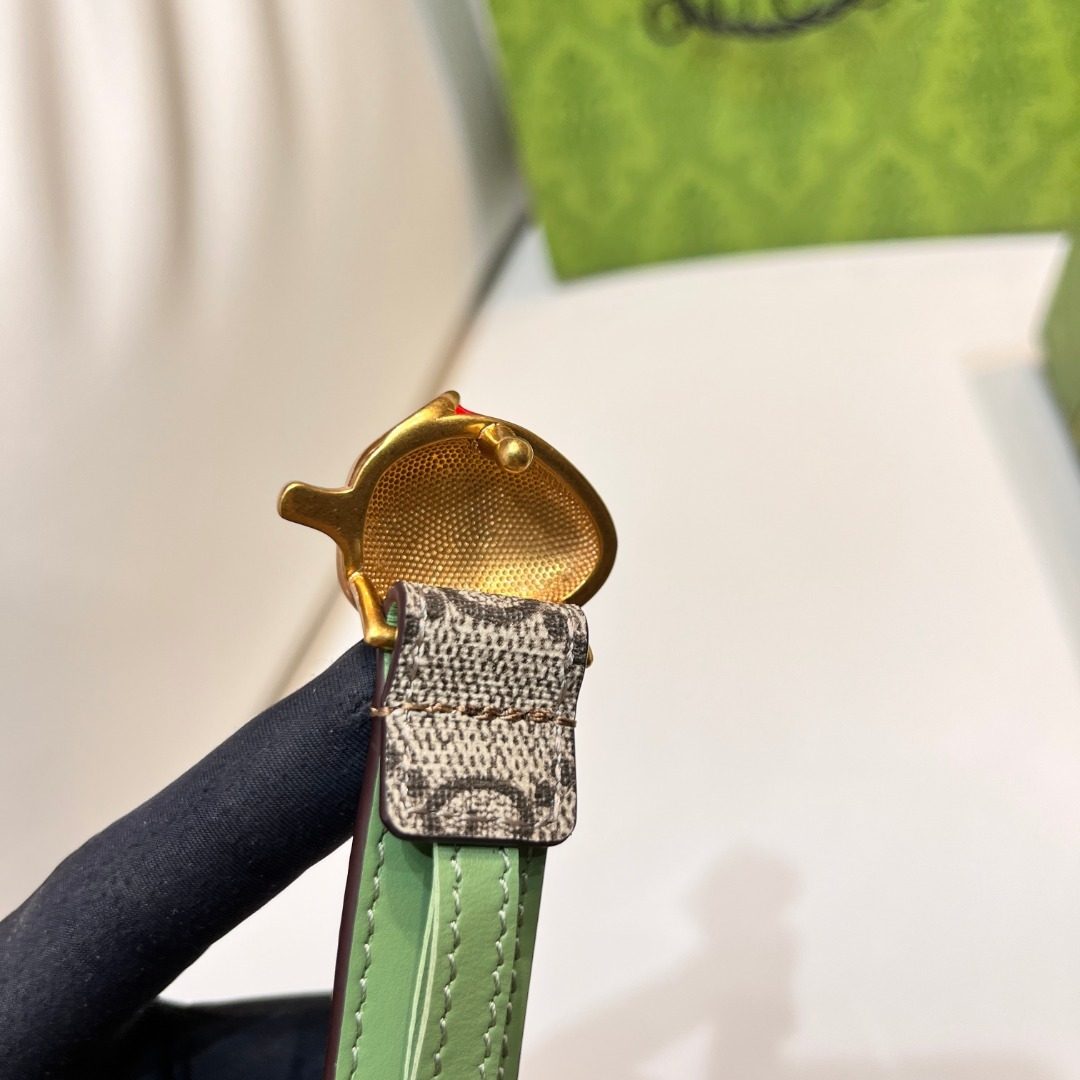 Gucci GG Monogram Canvas Belt with Decorative Buckle