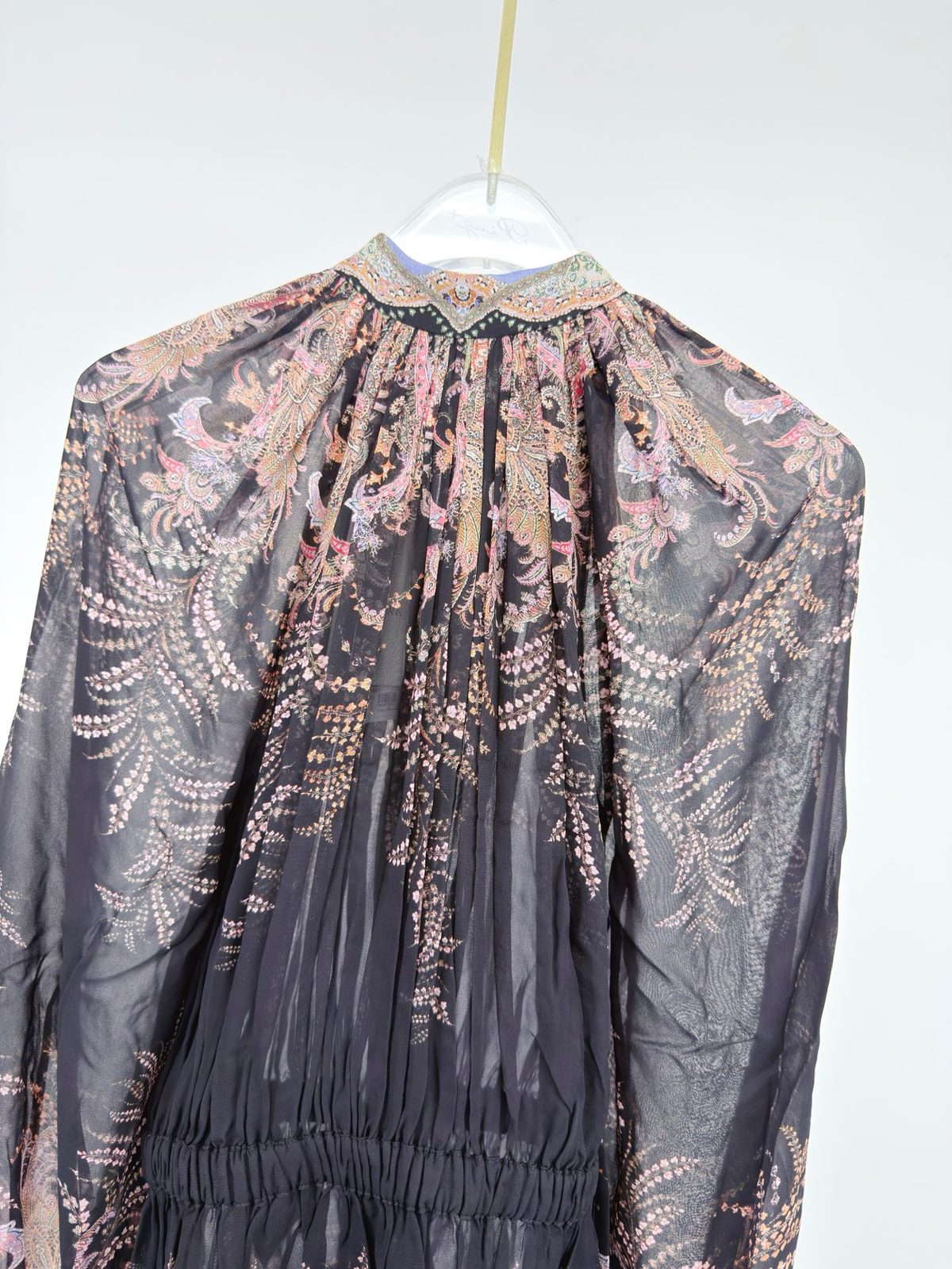 Black Embroidered Silk Caftan Dress