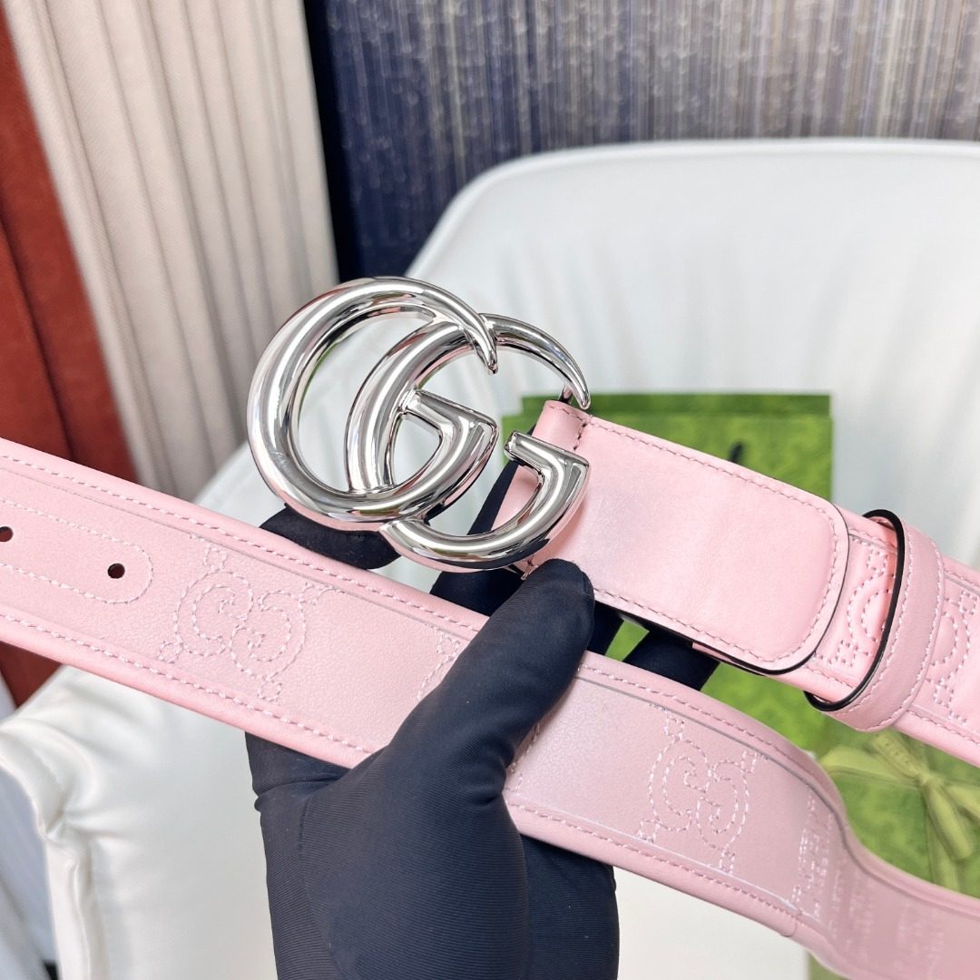 Gucci GG Marmont Leather Belt Pink