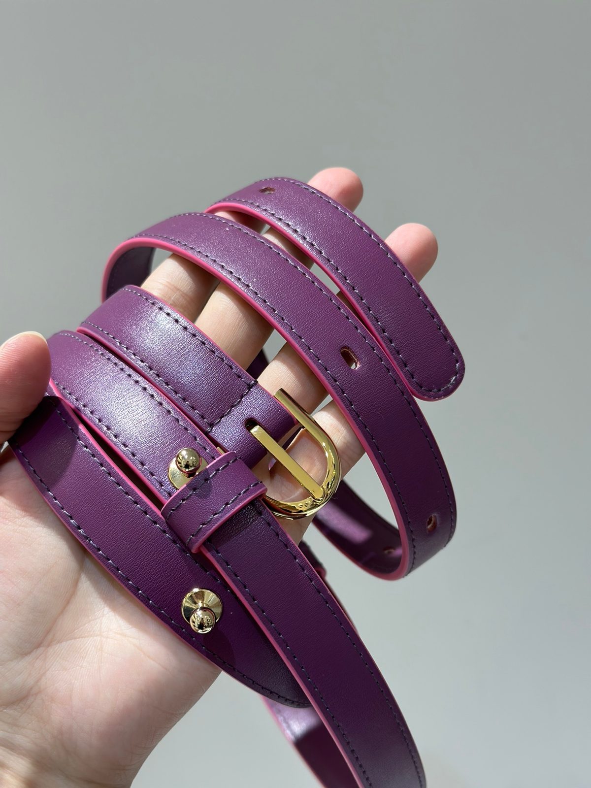 Purple Leather Shoulder Bag with Gold Hardware
