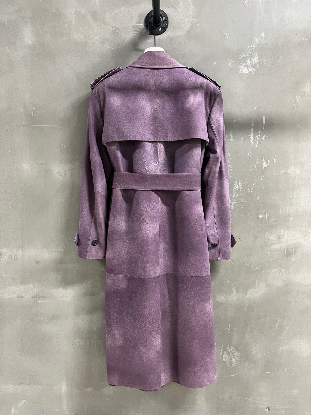 Purple Wool Trench Coat with Belt