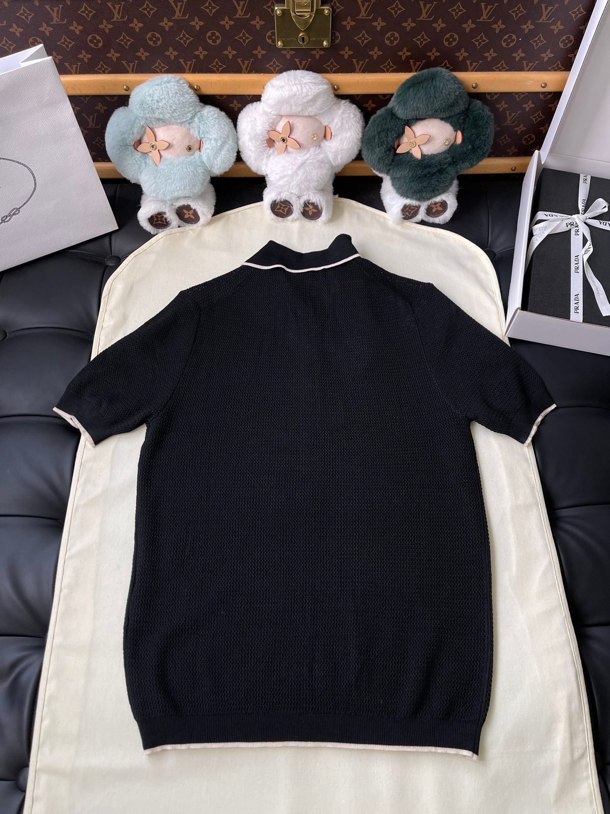 Prada Black Knit Polo Shirt