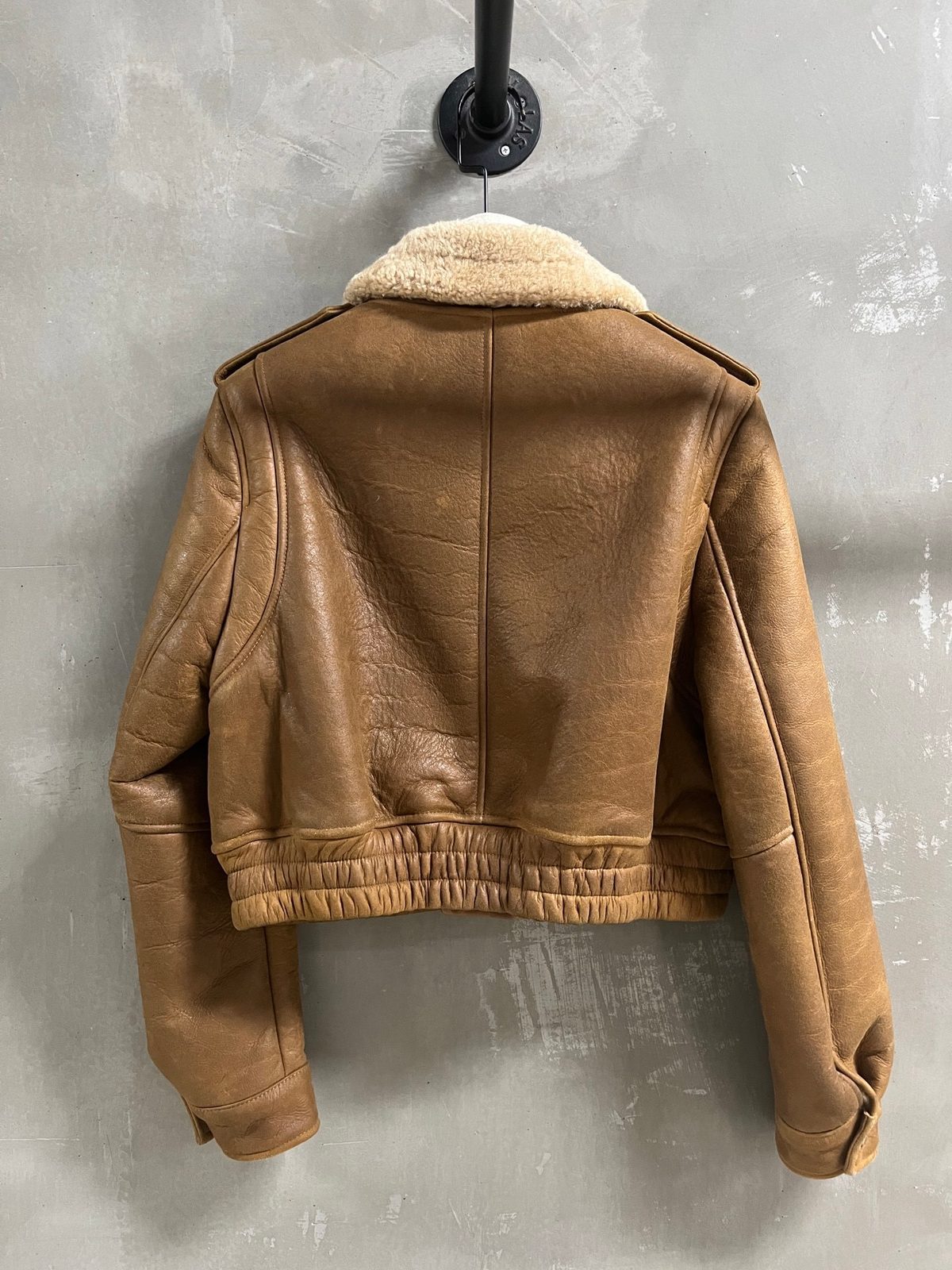 Miu Miu Camel Leather Shearling Jacket