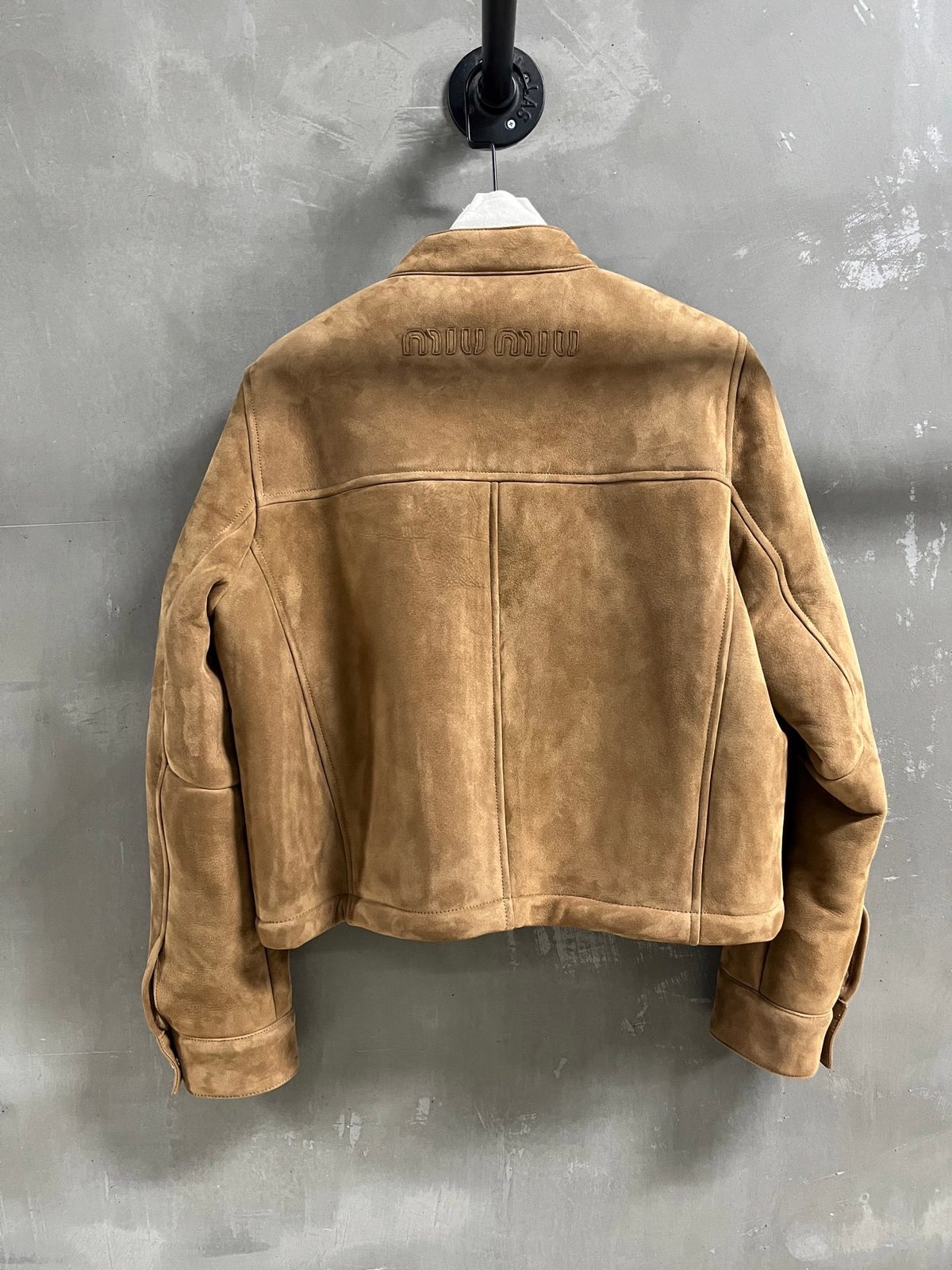 Miu Miu Camel Suede Cropped Jacket