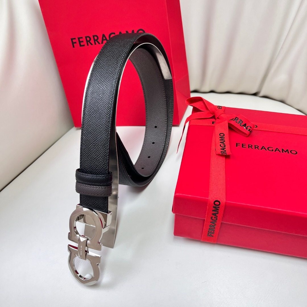 Ferragamo Gancini Buckle Leather Belt