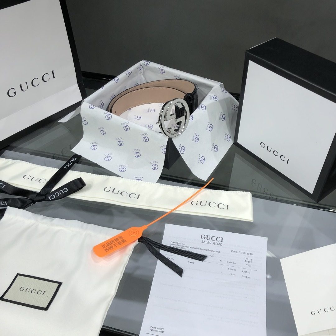 Gucci GG Embossed Leather Belt