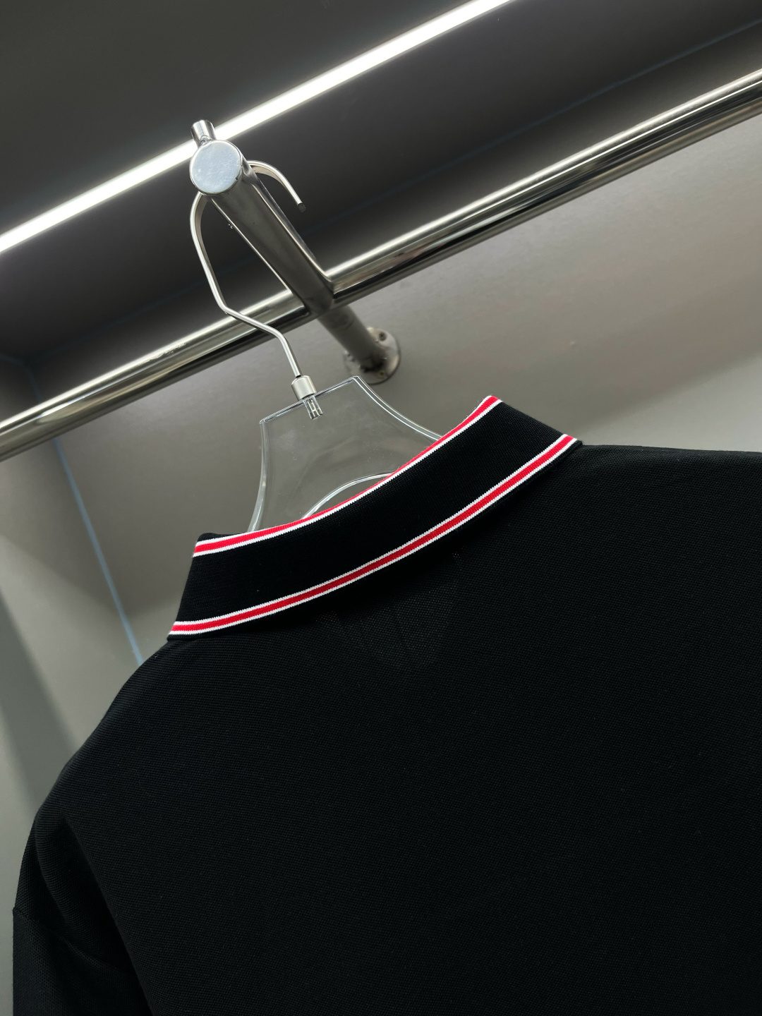 Burberry Striped Collar Polo Shirt Black