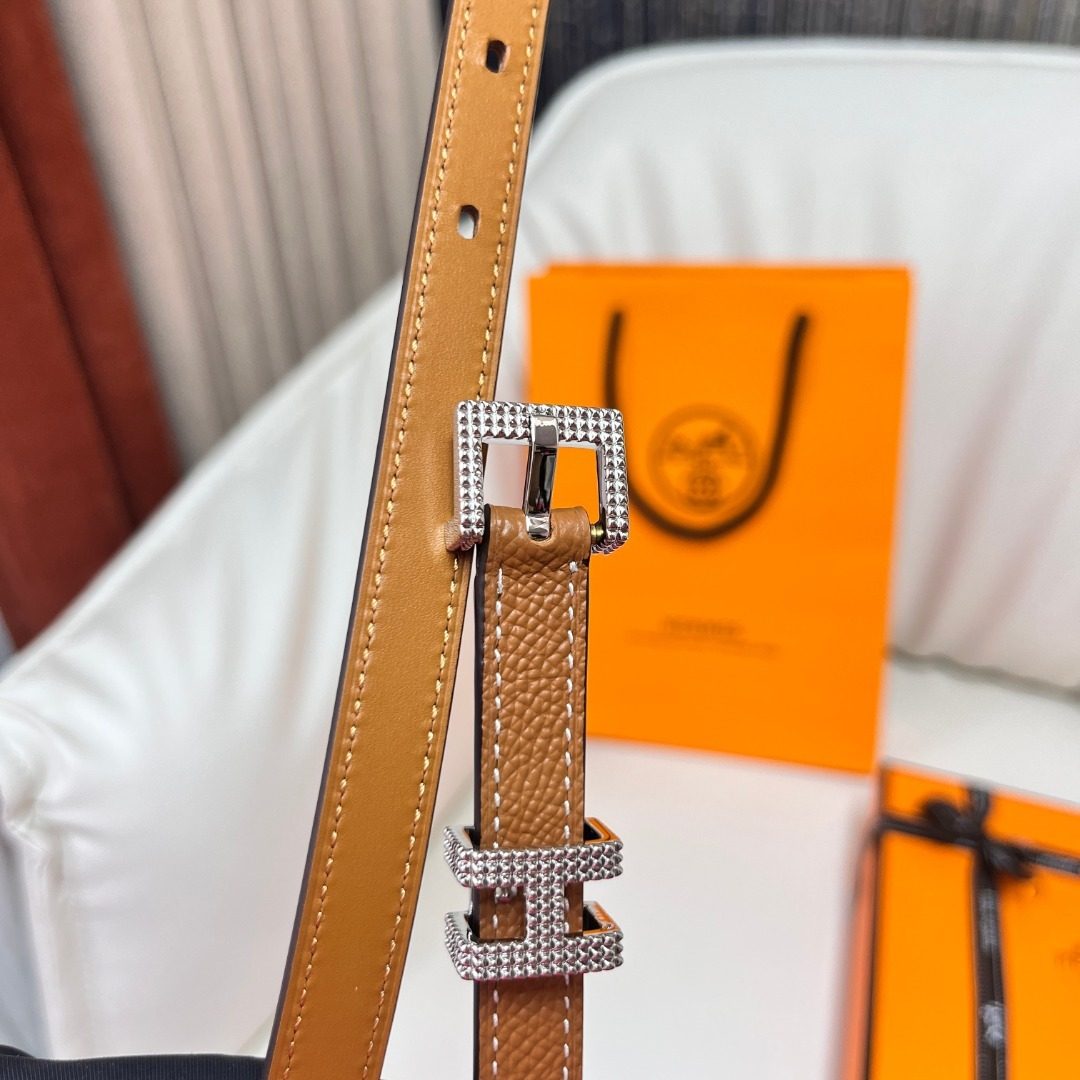Hermès Constance Leather Belt with Studded Buckle