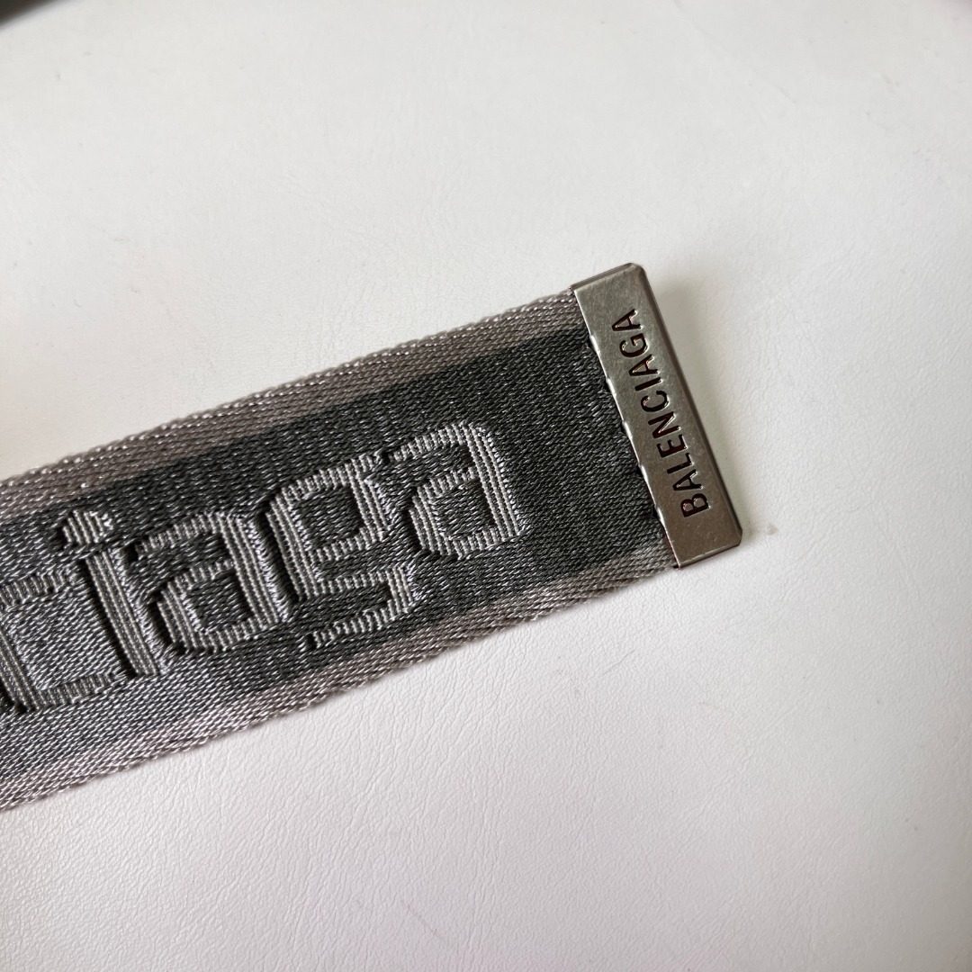 Balenciaga Logo Canvas Belt Gray