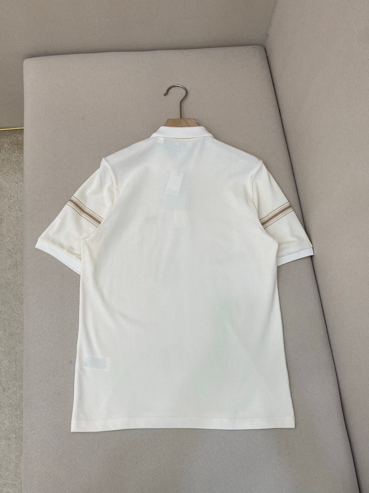 Luxury White Polo Shirt with Stripe Detail