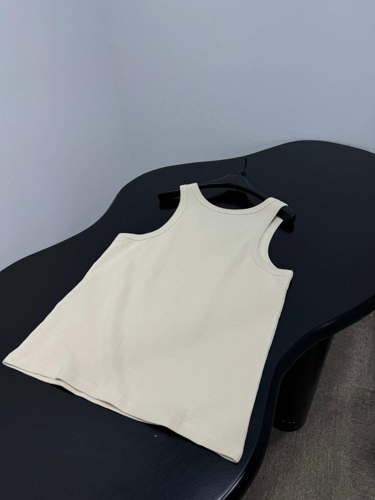 Cream Ribbed Cotton Tank Top