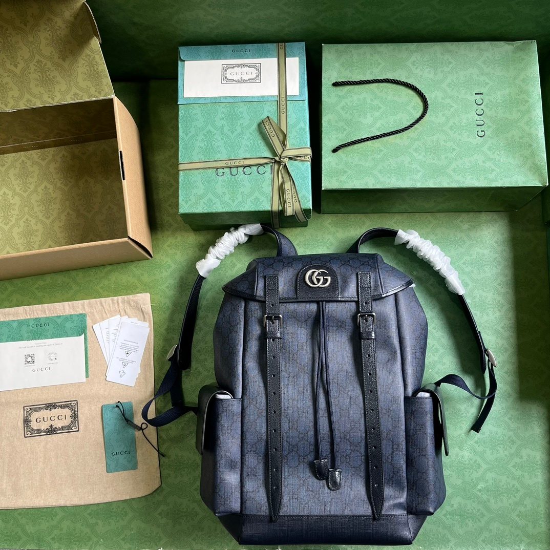 Gucci GG Canvas Backpack with Leather Trim