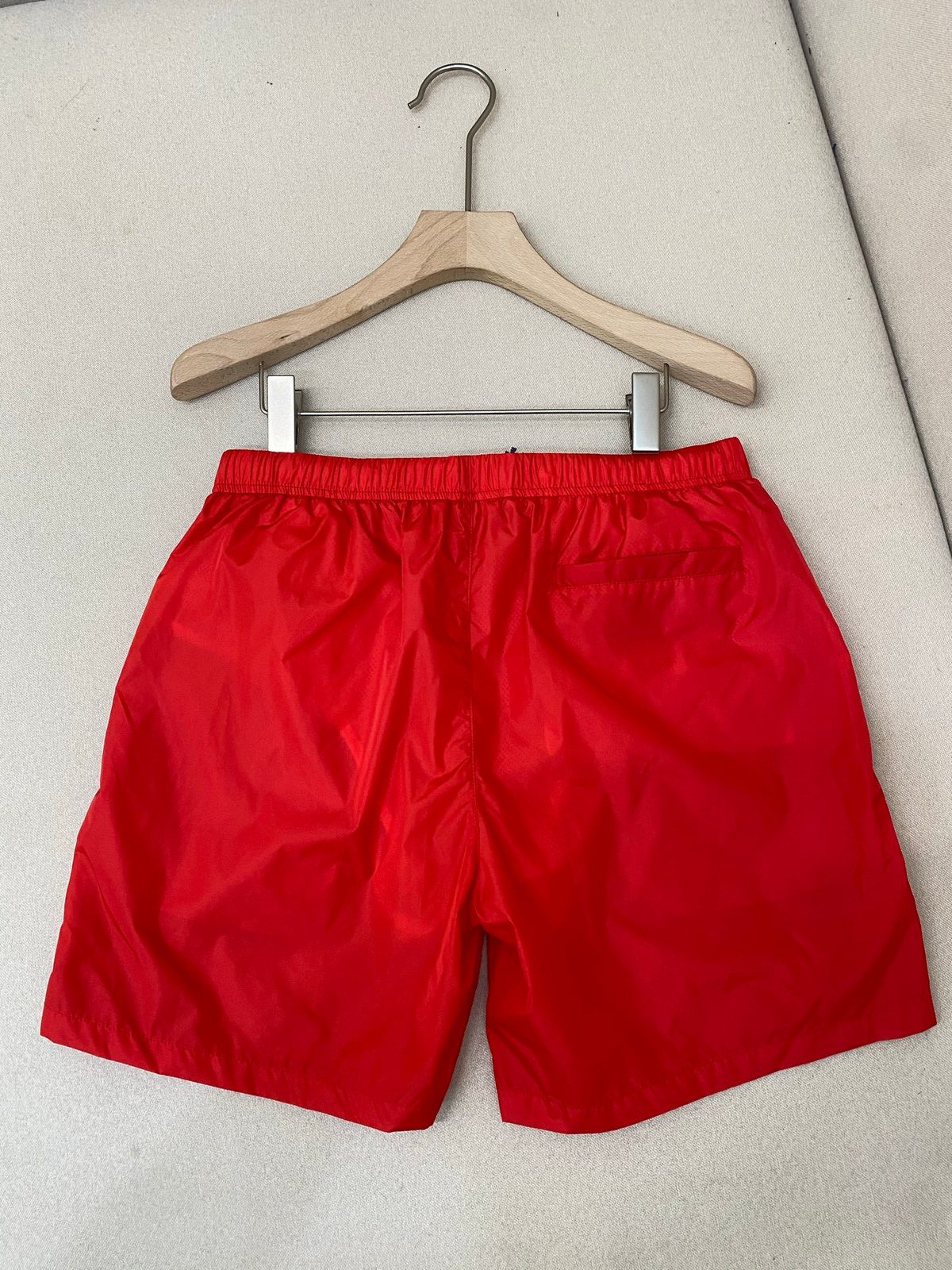 Red Nylon Athletic Shorts with Drawstring