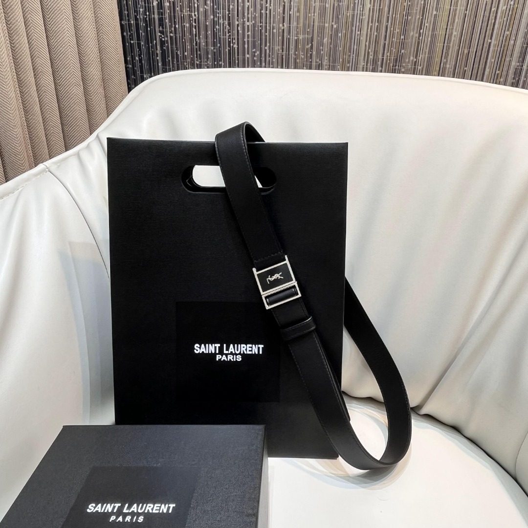 Saint Laurent Paris Black Leather Shoulder Bag