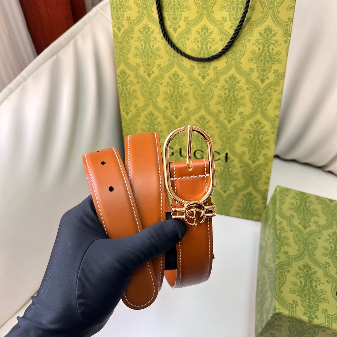 Gucci GG Marmont Leather Belt Orange
