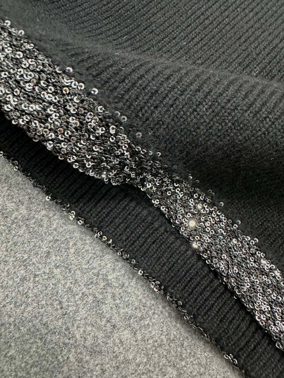 Miu Miu Sequin-Trimmed Black Knit Skirt