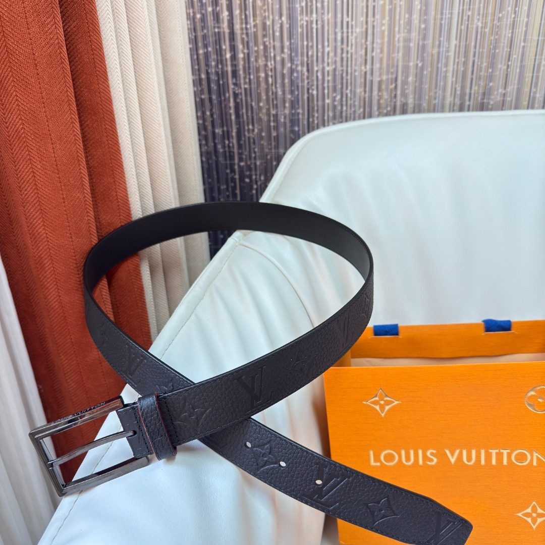 Louis Vuitton Monogram Embossed Black Leather Belt