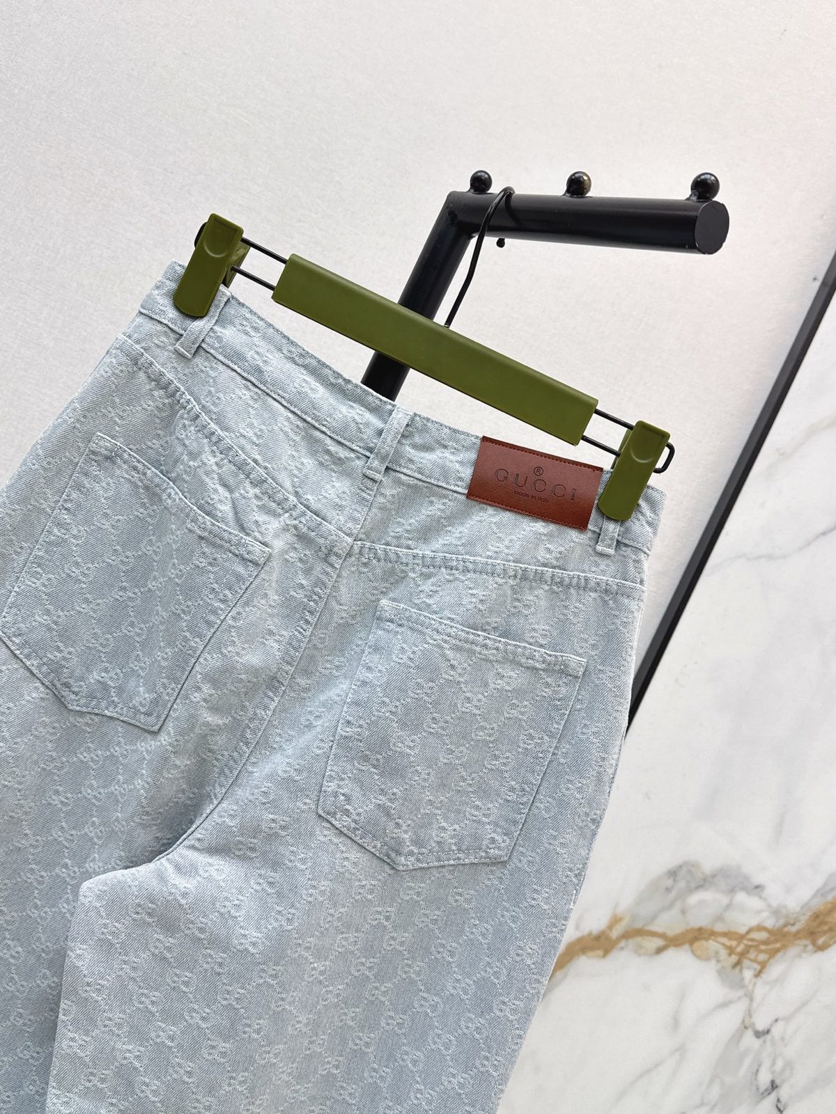 Gucci GG Monogram Light Wash Denim Jeans